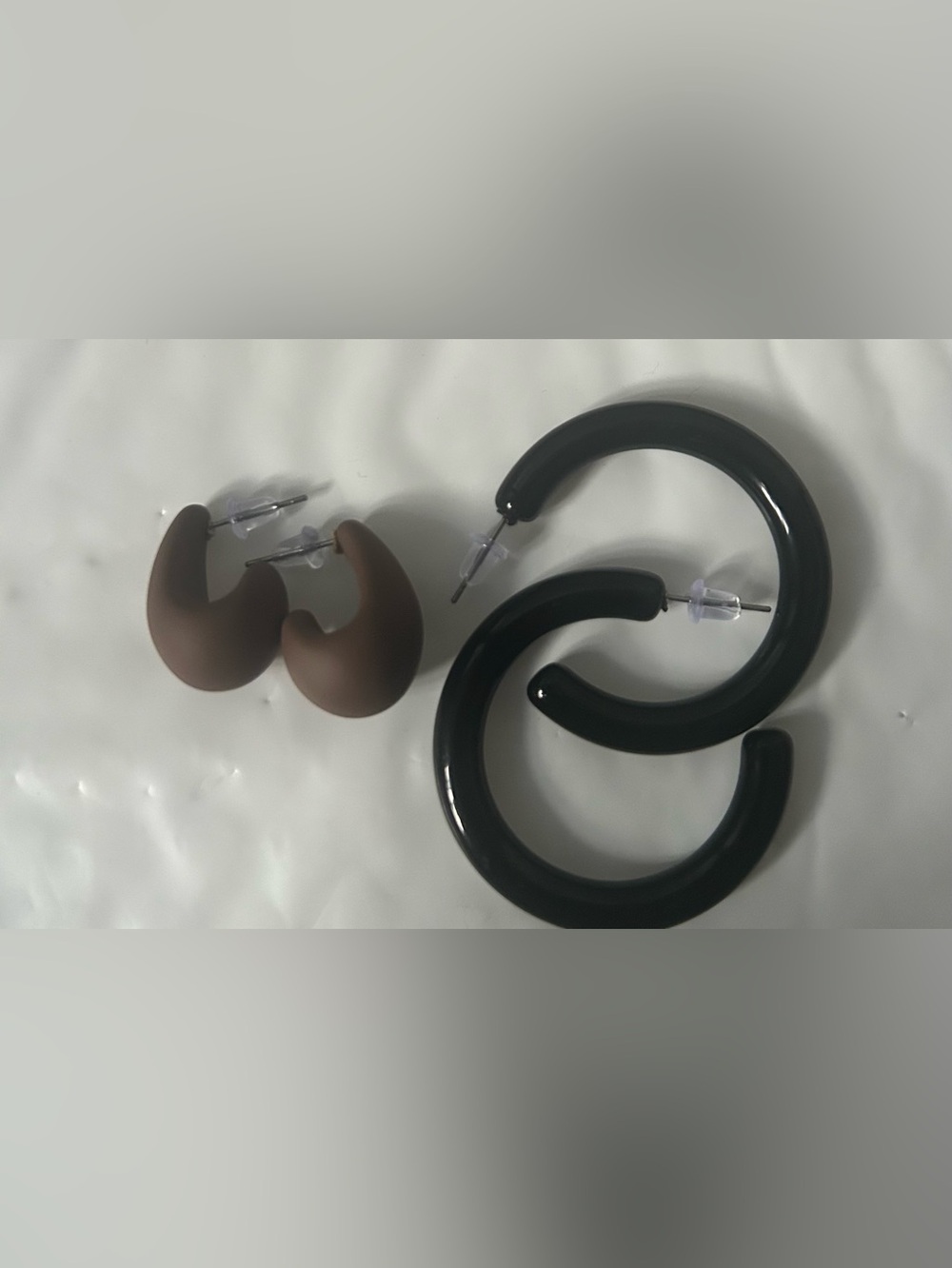 Matte Brown and Glossy Black Hoop Earring Set - Women Accessories